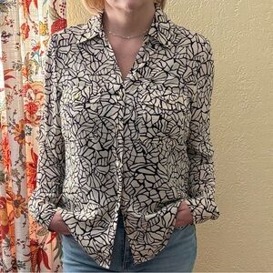 INC International Concepts Monochrome Abstract Blouse